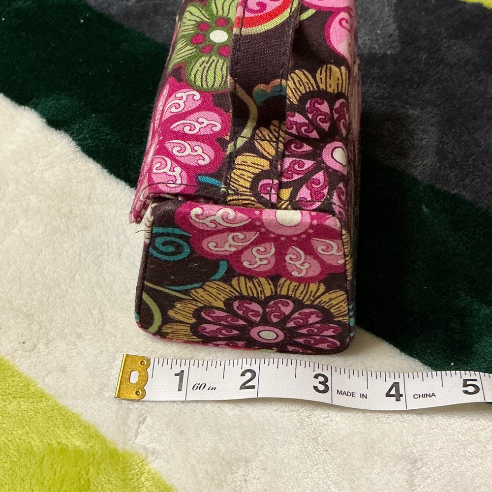 Vera Bradley Brown Floral Cosmetic Case with Pink & Green Accents - Picture 6 of 8